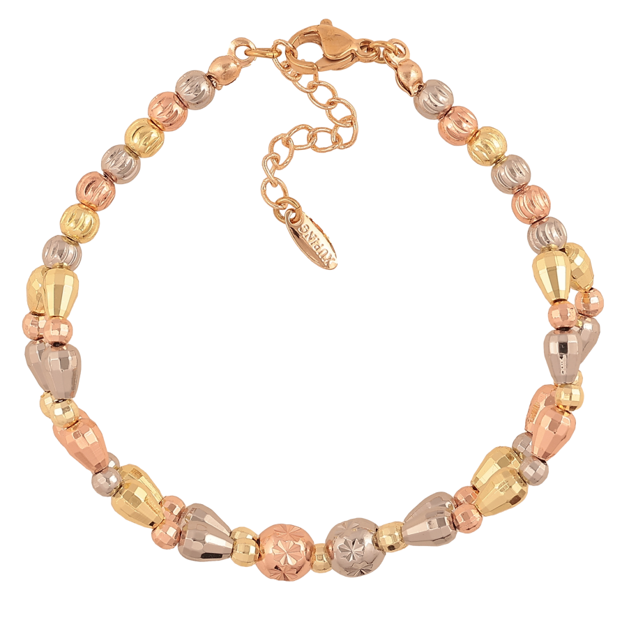 Браслет Xuping M&L колір 18К+14К+РО+Родій "Візерунок з намистин" довжина з дод. ланцюжком 17-20см х 4-8мм фото №1