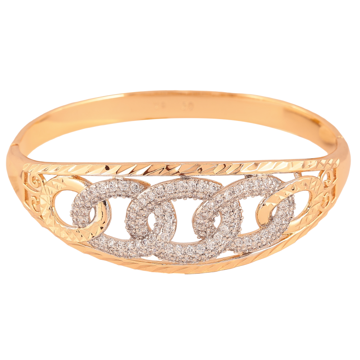 Браслет Xuping колір Позолота 18К + Родій "Візерунок з кристалами" ø 6 см фото №20