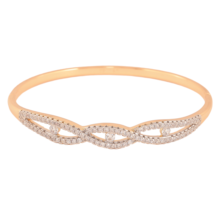 Браслет Xuping колір Позолота 18К + Родій "Візерунок з кристалами" ø 6 см фото №21