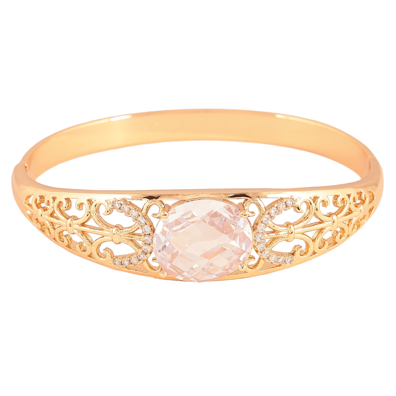 Браслет Xuping цвет Позолота 18K "Ажурный орнамент с вставкой кристалл" ø 6см фото №1