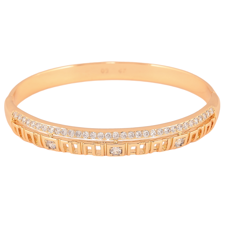 Браслет Xuping колір Позолота 18K "Декоративний орнамент з вирізами та доріжкою кристалів" ø 6см фото №18