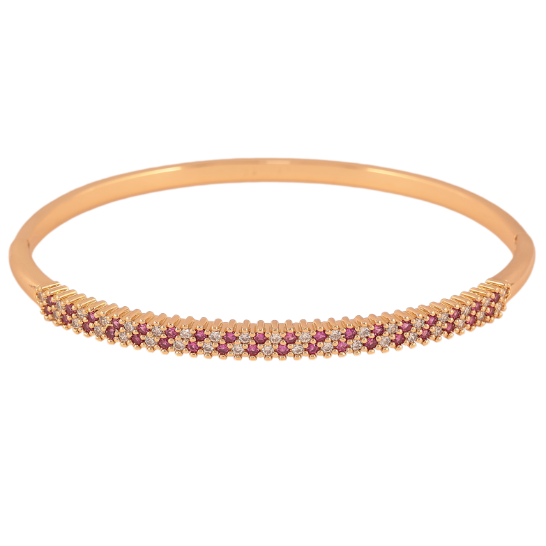 Браслет Xuping колір Позолота 18K "Інкрустація біло-рожевими кристалами" ø 6см фото №1