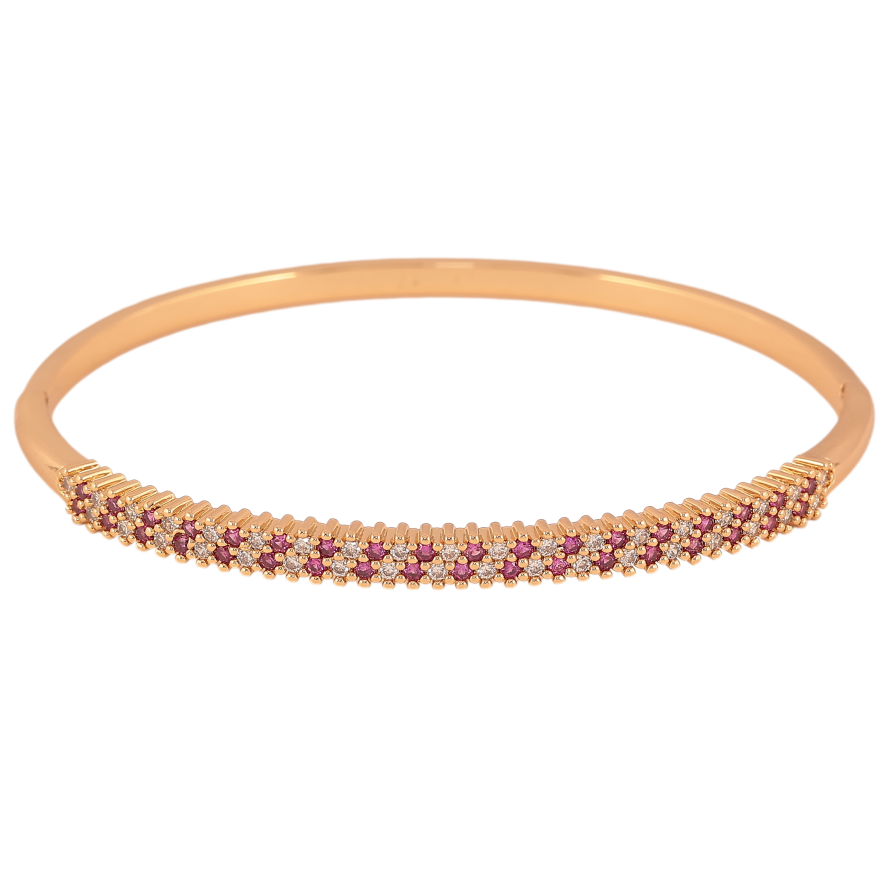 Браслет Xuping колір Позолота 18K "Інкрустація біло-рожевими кристалами" ø 6см фото №1