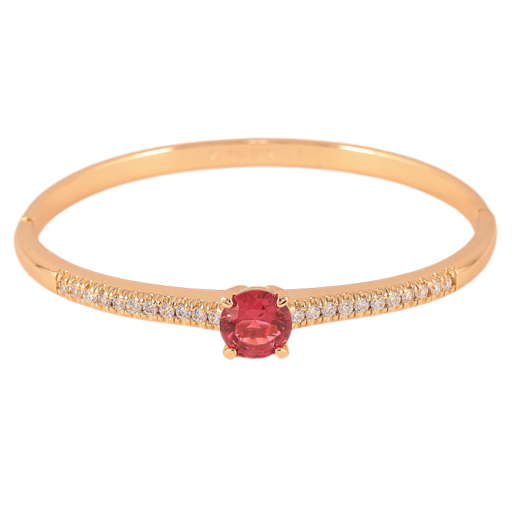 Браслет Xuping Позолота 18K "Інкрустація цирконій та вставка малиновий кристал" ø 6см фото №3