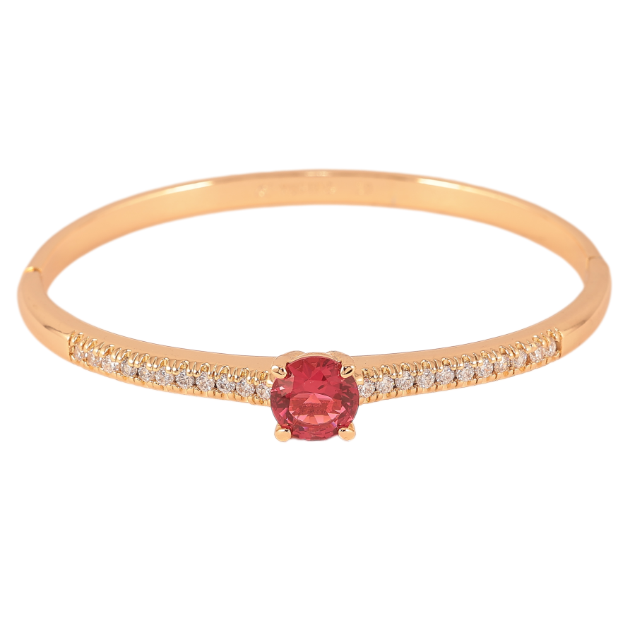 Браслет Xuping Позолота 18K "Інкрустація цирконій та вставка малиновий кристал" ø 6см фото №1