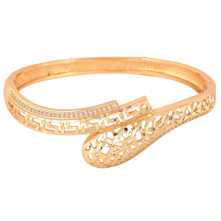 Браслет Xuping колір Позолота 18K "Різьблений грецький орнамент з кристалами" ø 6см фото №21