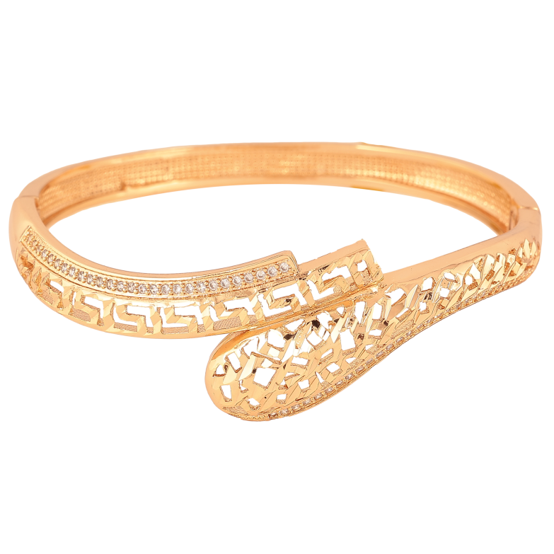 Браслет Xuping цвет Позолота 18K "Резной греческий орнамент с кристаллами" ø 6см фото №1
