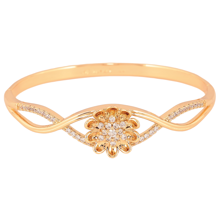 Браслет Xuping колір Позолота 18K "Сплетення ліній з квіткою" ø 6см фото №13