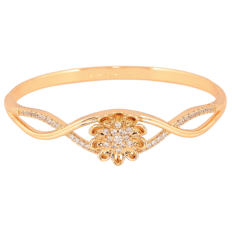 Браслет Xuping колір Позолота 18K "Сплетення ліній з квіткою" ø 6см фото №1