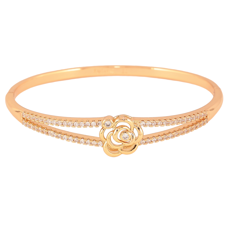 Браслет Xuping колір Позолота 18K "Роза з подвійною доріжкою кристалів" ø 6см фото №14