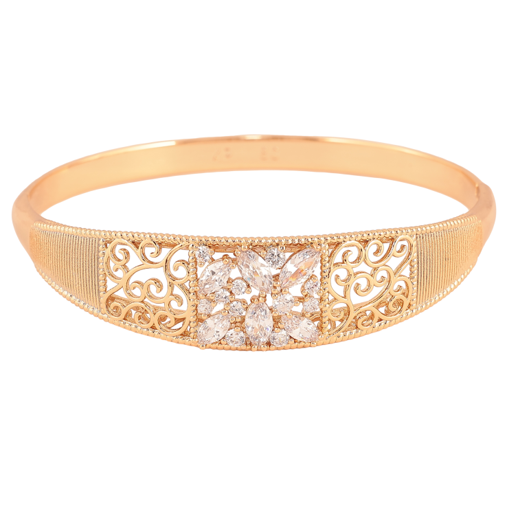 Браслет Xuping колір Позолота 18K "Вензельний різьблений орнамент із вставкою із кристалів" ø 6см фото №23