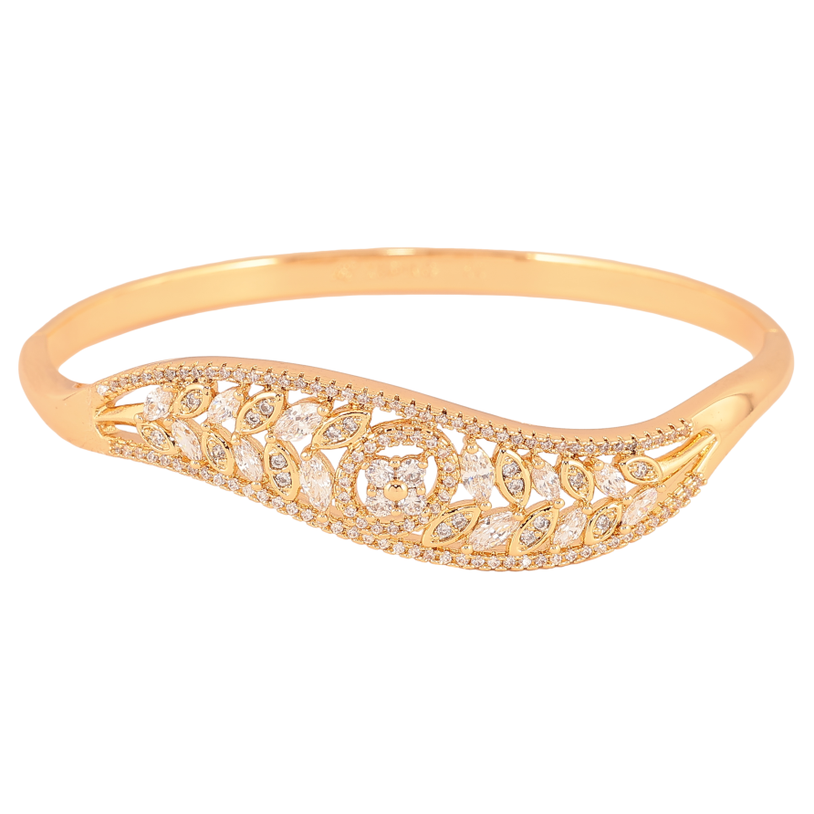 Браслет Xuping колір Позолота 18K "Рослинний орнамент з кристалами" ø 6см фото №1