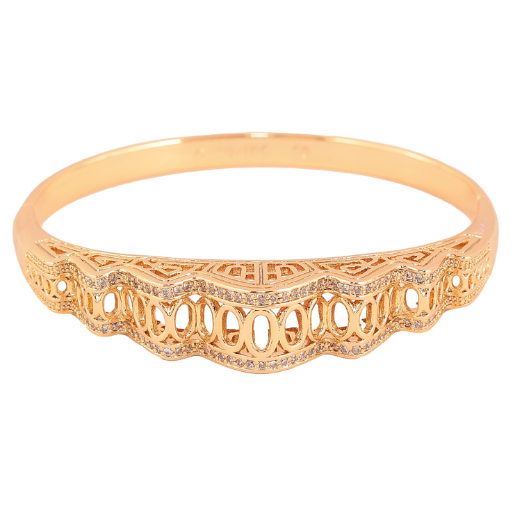Браслет Xuping колір Позолота 18K "Високий різьблений купол з доріжками кристалів" ø 6см фото №24