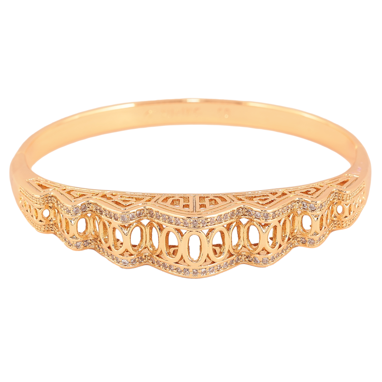 Браслет Xuping колір Позолота 18K "Високий різьблений купол з доріжками кристалів" ø 6см фото №1