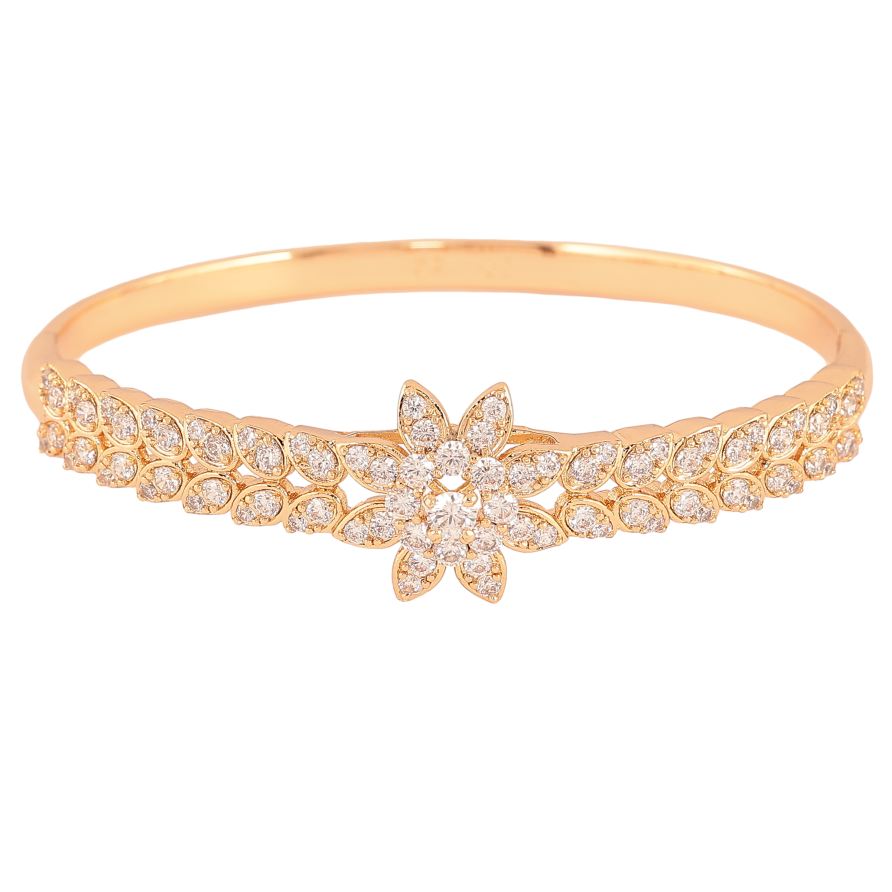 Браслет Xuping колір Позолота 18K "Витончений квітковий орнамент з кристалами" ø 6см фото №1