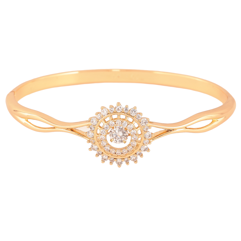 Браслет Xuping колір Позолота 18K "Візерунок з "Танцюючим кристалом" ø 6см фото №1 Браслет Xuping колір Позолота 18K "Візерунок з "Танцюючим кристалом" ø 6см фото №1