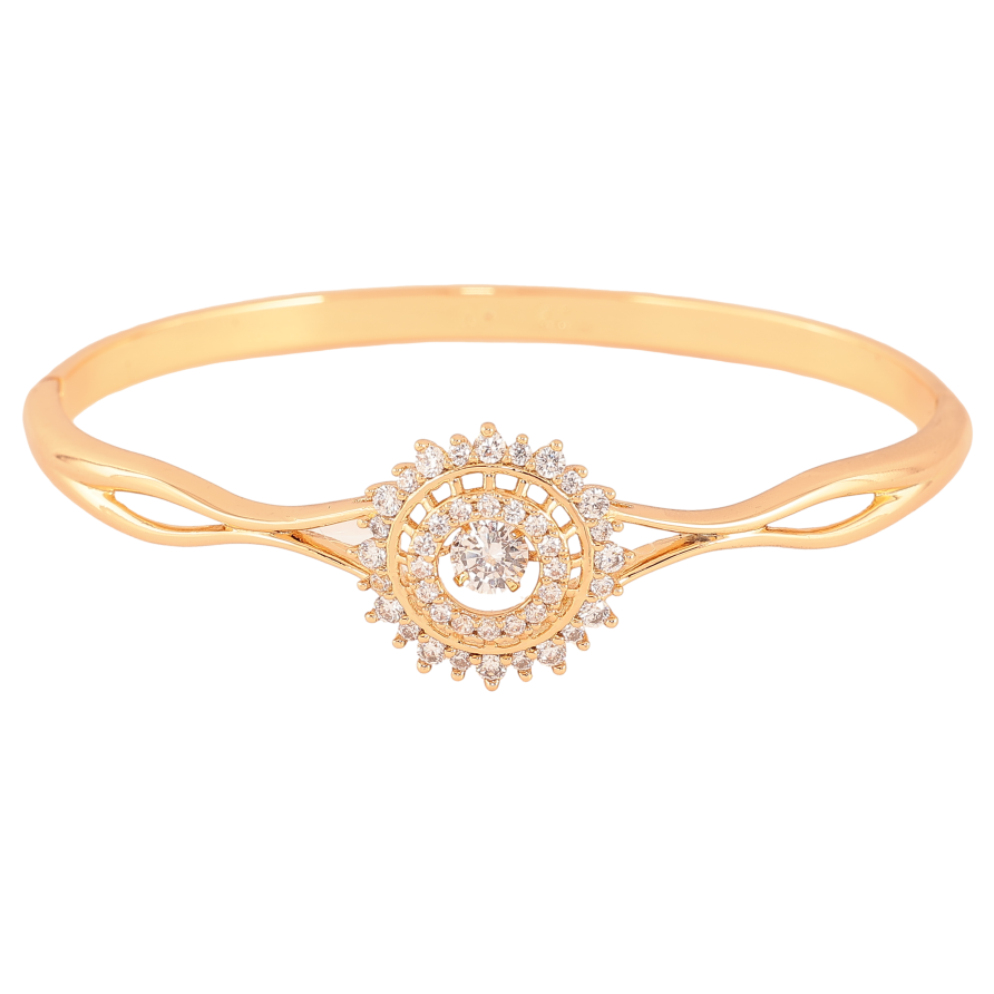 Браслет Xuping колір Позолота 18K "Візерунок з "Танцюючим кристалом" ø 6см фото №1