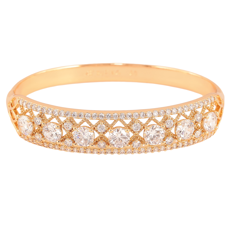 Браслет Xuping колір Позолота 18K "Витончений орнамент із кристалами" ø 6см фото №3