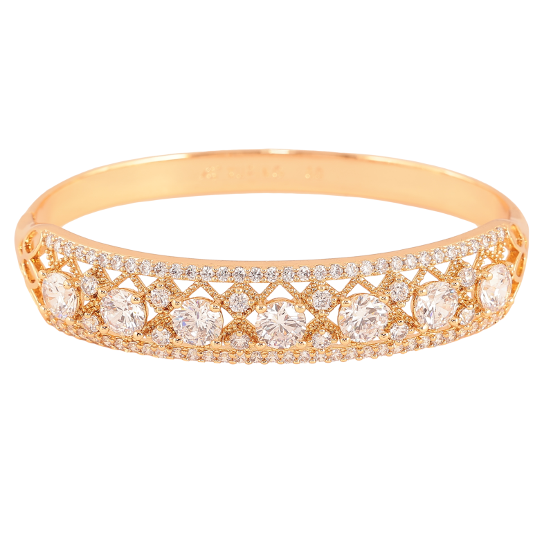 Браслет Xuping колір Позолота 18K "Витончений орнамент із кристалами" ø 6см фото №1 Браслет Xuping колір Позолота 18K "Витончений орнамент із кристалами" ø 6см фото №1