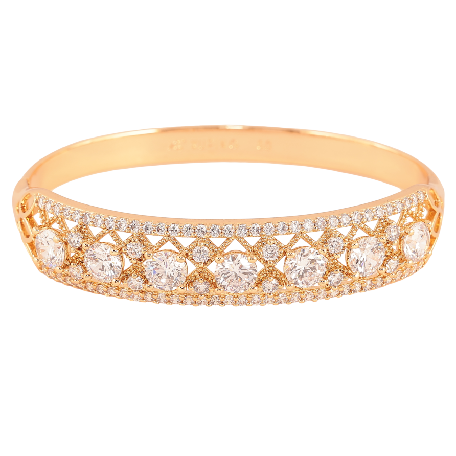 Браслет Xuping колір Позолота 18K "Витончений орнамент із кристалами" ø 6см фото №1 Браслет Xuping колір Позолота 18K "Витончений орнамент із кристалами" ø 6см фото №1