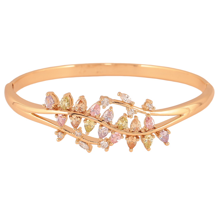 Браслет Xuping колір Позолота 18K "Живописний орнамент із кольоровими кристалами" ø 6см фото №7