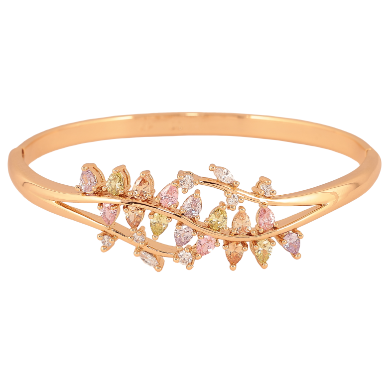 Браслет Xuping колір Позолота 18K "Живописний орнамент із кольоровими кристалами" ø 6см фото №1 Браслет Xuping колір Позолота 18K "Живописний орнамент із кольоровими кристалами" ø 6см фото №1