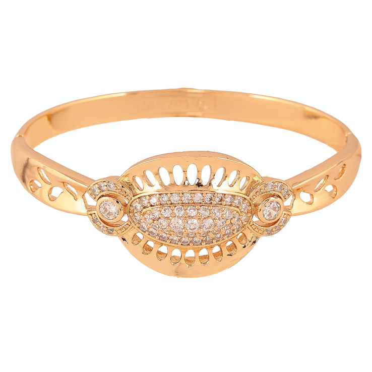 Браслет Xuping Позолота 18K "Авангардний орнамент із кристалами" ø 6см фото №4