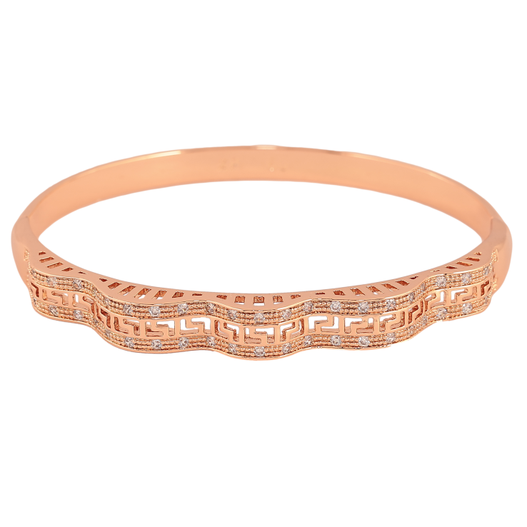 Браслет Xuping колір Позолота РВ "Хвиляста меандрова лінія зі вставками кристалів" ø 6см фото №16