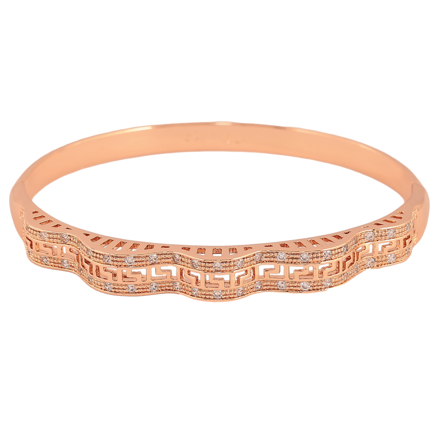 Браслет Xuping колір Позолота РВ "Хвиляста меандрова лінія зі вставками кристалів" ø 6см фото №1