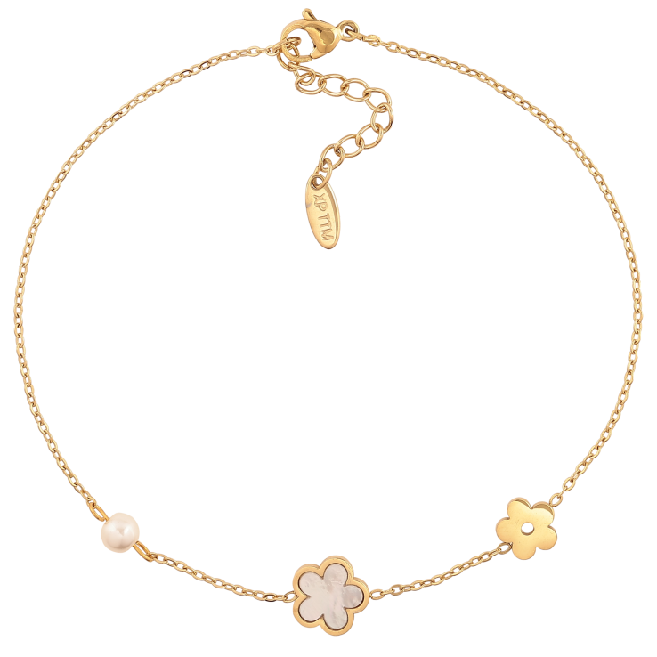 Браслет Xuping ТТМ Stainless Steel колір 14К на ногу "Ланцюжок з квіточками" довжина з дод. ланцюжком 24-27.5см х 1.5-10мм фото №23 Браслет Xuping ТТМ Stainless Steel колір 14К на ногу "Ланцюжок з квіточками" довжина з дод. ланцюжком 24-27.5см х 1.5-10мм фото №23