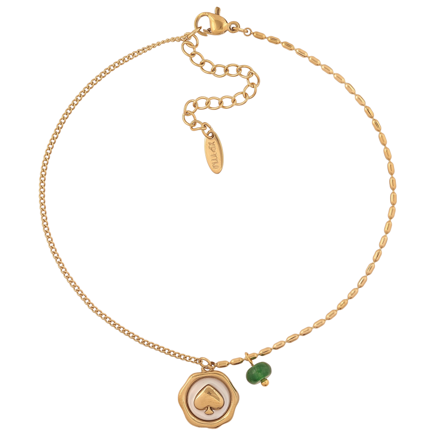 Браслет Xuping ТТМ Stainless Steel колір 14К на ногу "Ланцюжок з підвісками" довжина з дод. ланцюжком 24-29см х 1.5мм фото №1