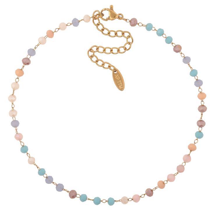 Браслет Xuping ТТМ Stainless Steel колір 14К на ногу "Різнобарвні намистини" довжина з дод. ланцюжком 24.5-30см х 4мм фото №25 Браслет Xuping ТТМ Stainless Steel колір 14К на ногу "Різнобарвні намистини" довжина з дод. ланцюжком 24.5-30см х 4мм фото №25