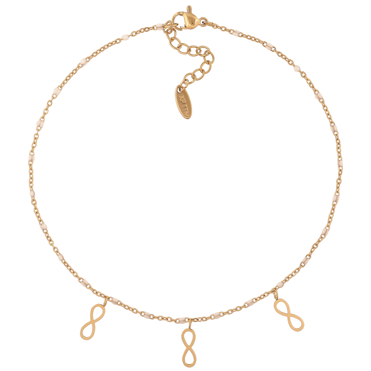 Браслет Xuping ТТМ Stainless Steel колір 14К на ногу "Ланцюжок з білою емаллю та підвісками" довжина з дод. ланцюжком 27.5-30.5см х 1.5мм фото №17 Браслет Xuping ТТМ Stainless Steel колір 14К на ногу "Ланцюжок з білою емаллю та підвісками" довжина з дод. ланцюжком 27.5-30.5см х 1.5мм фото №17