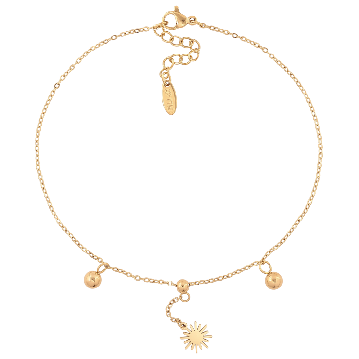 Браслет Xuping ТТМ Stainless Steel колір 14К на ногу "Ланцюжок з підвісками" довжина з дод. ланцюжком 24.5-27.5см х 1.5мм фото №5 Браслет Xuping ТТМ Stainless Steel колір 14К на ногу "Ланцюжок з підвісками" довжина з дод. ланцюжком 24.5-27.5см х 1.5мм фото №5