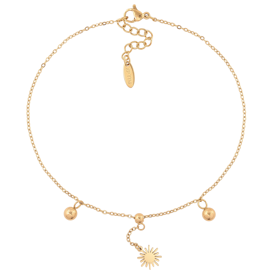 Браслет Xuping ТТМ Stainless Steel колір 14К на ногу "Ланцюжок з підвісками" довжина з дод. ланцюжком 24.5-27.5см х 1.5мм фото №1