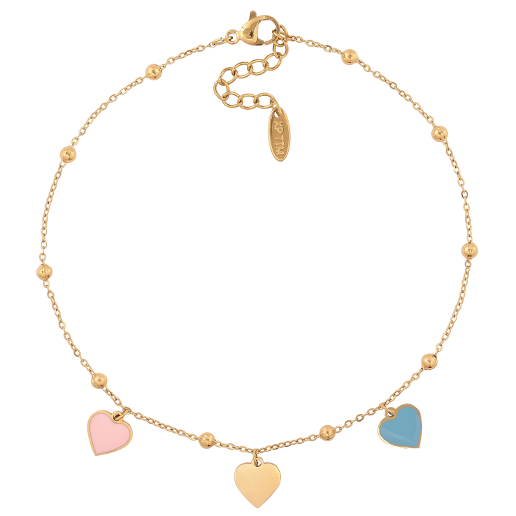 Браслет Xuping ТТМ Stainless Steel колір 14К на ногу "Ланцюжок з підвісками сердечками" довжина з дод. ланцюжком 24.5-27.5см х 1-3мм фото №9 Браслет Xuping ТТМ Stainless Steel колір 14К на ногу "Ланцюжок з підвісками сердечками" довжина з дод. ланцюжком 24.5-27.5см х 1-3мм фото №9