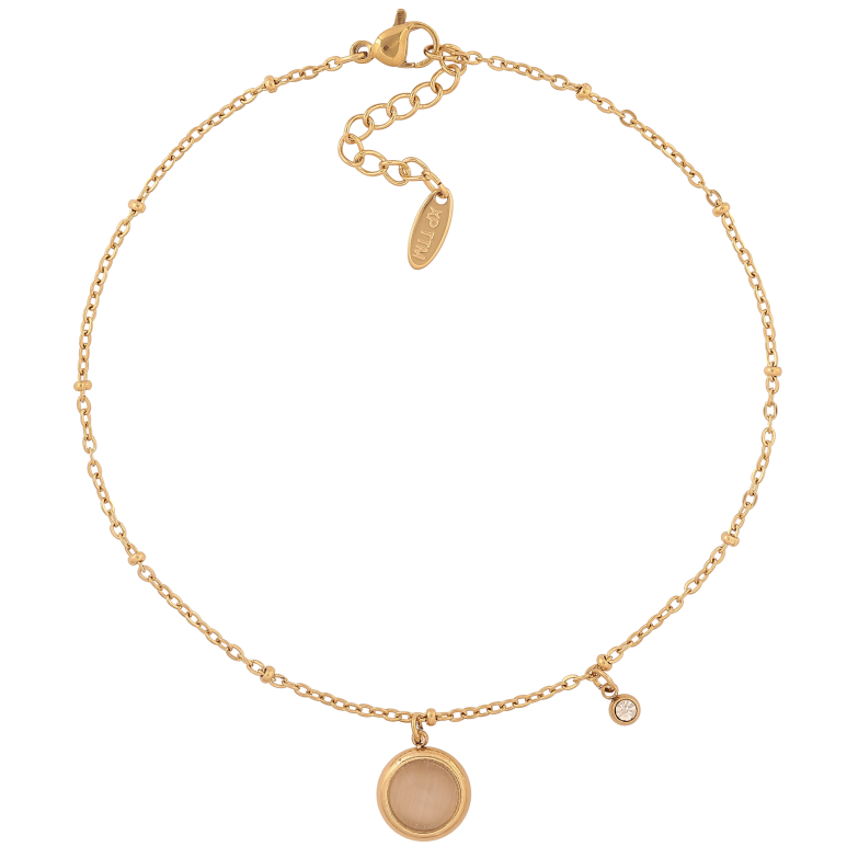 Браслет Xuping ТТМ Stainless Steel колір 14К на ногу "Ланцюжок з підвісками" довжина з дод. ланцюжком 24.5-28см х 2мм фото №1