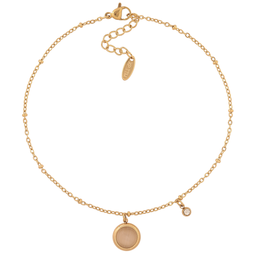 Браслет Xuping ТТМ Stainless Steel колір 14К на ногу "Ланцюжок з підвісками" довжина з дод. ланцюжком 24.5-28см х 2мм фото №1