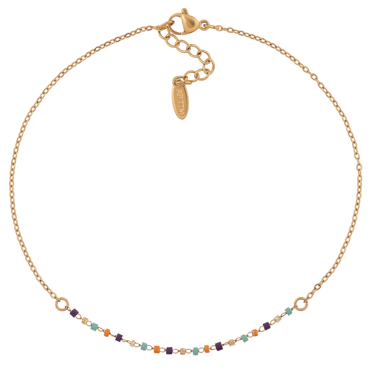 Браслет Xuping ТТМ Stainless Steel колір 14К на ногу "Ланцюжок з різнокольоровим бісером" довжина з дод. ланцюжком 26-29см х 1.5-2мм фото №15 Браслет Xuping ТТМ Stainless Steel колір 14К на ногу "Ланцюжок з різнокольоровим бісером" довжина з дод. ланцюжком 26-29см х 1.5-2мм фото №15