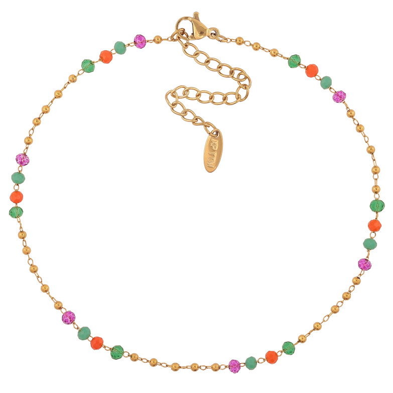 Браслет Xuping ТТМ Stainless Steel цвет 14К на ногу "Цепочка с разноцветными бусинами" длина с доп. цепочкой 25-30.5см х 2-3мм фото №20 Браслет Xuping ТТМ Stainless Steel цвет 14К на ногу "Цепочка с разноцветными бусинами" длина с доп. цепочкой 25-30.5см х 2-3мм фото №20