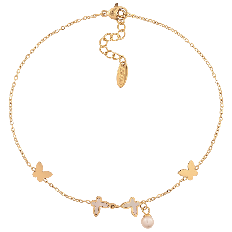 Браслет Xuping ТТМ Stainless Steel колір 14К на ногу "Ланцюжок з метеликами та перлинною підвіскою" довжина з дод. ланцюжком 23.5-26.5см х 1-7мм фото №19 Браслет Xuping ТТМ Stainless Steel колір 14К на ногу "Ланцюжок з метеликами та перлинною підвіскою" довжина з дод. ланцюжком 23.5-26.5см х 1-7мм фото №19