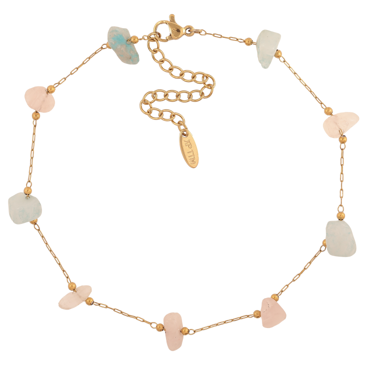 Браслет Xuping ТТМ Stainless Steel колір 14К на ногу "Ланцюжок з кольоровим камінням" довжина з доп. ланцюжком 24.5-30см х 1-2мм фото №3 Браслет Xuping ТТМ Stainless Steel колір 14К на ногу "Ланцюжок з кольоровим камінням" довжина з доп. ланцюжком 24.5-30см х 1-2мм фото №3