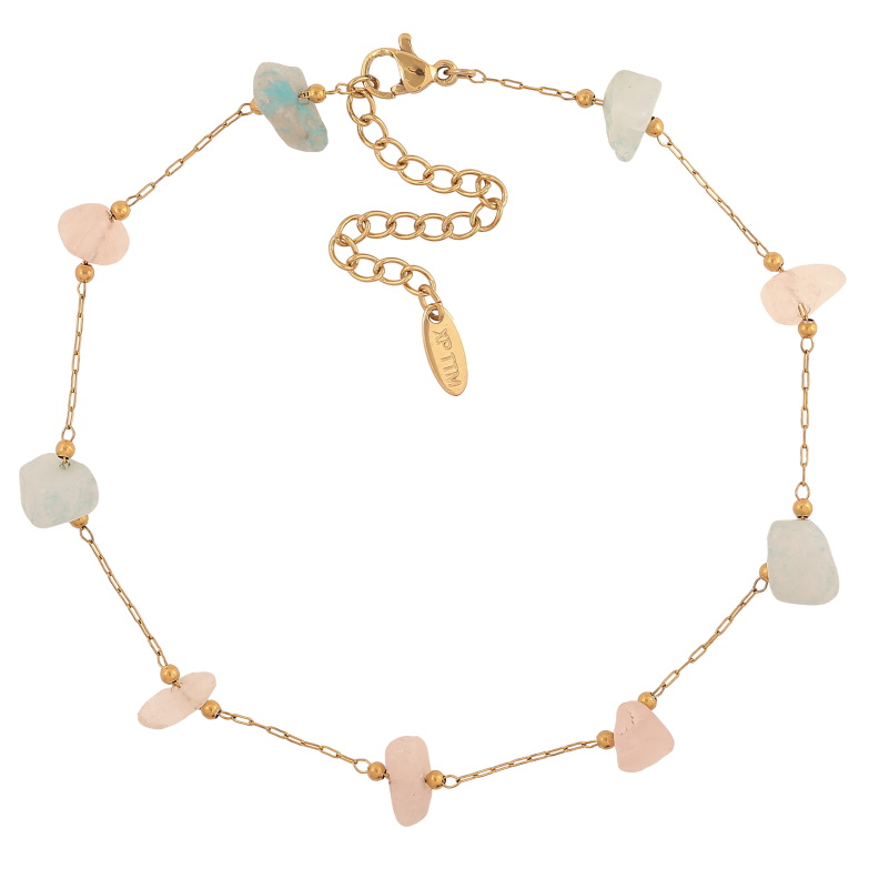 Браслет Xuping ТТМ Stainless Steel колір 14К на ногу "Ланцюжок з кольоровим камінням" довжина з доп. ланцюжком 24.5-30см х 1-2мм фото №1 Браслет Xuping ТТМ Stainless Steel колір 14К на ногу "Ланцюжок з кольоровим камінням" довжина з доп. ланцюжком 24.5-30см х 1-2мм фото №1