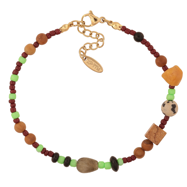 Браслет Xuping ТТМ Stainless Steel цвет 14К "Декоративные цветные бусины" длина с доп. цепочкой 19-22см х 2-7мм фото №1