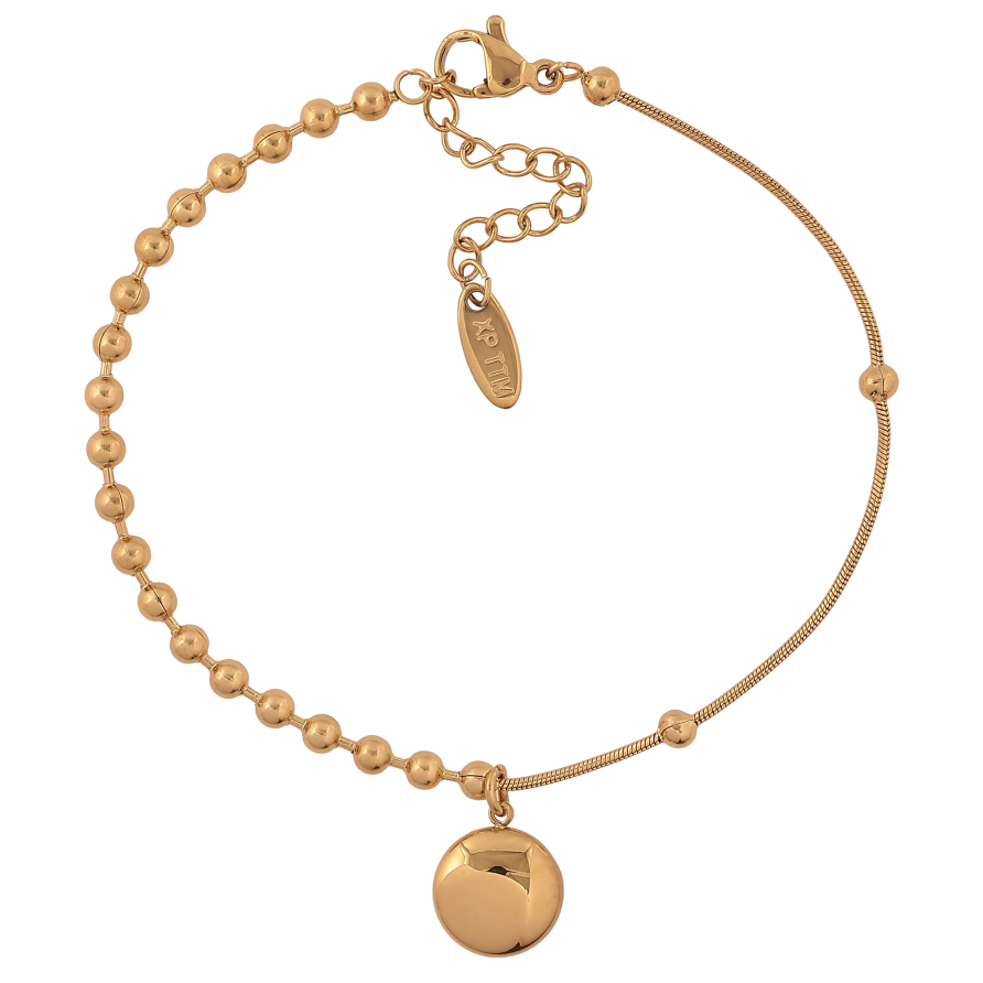 Браслет Xuping ТТМ Stainless Steel колір 14К "Ланцюжок комбінований з підвіскою" довжина з дод. ланцюжком 18-21см х 1-3мм фото №1