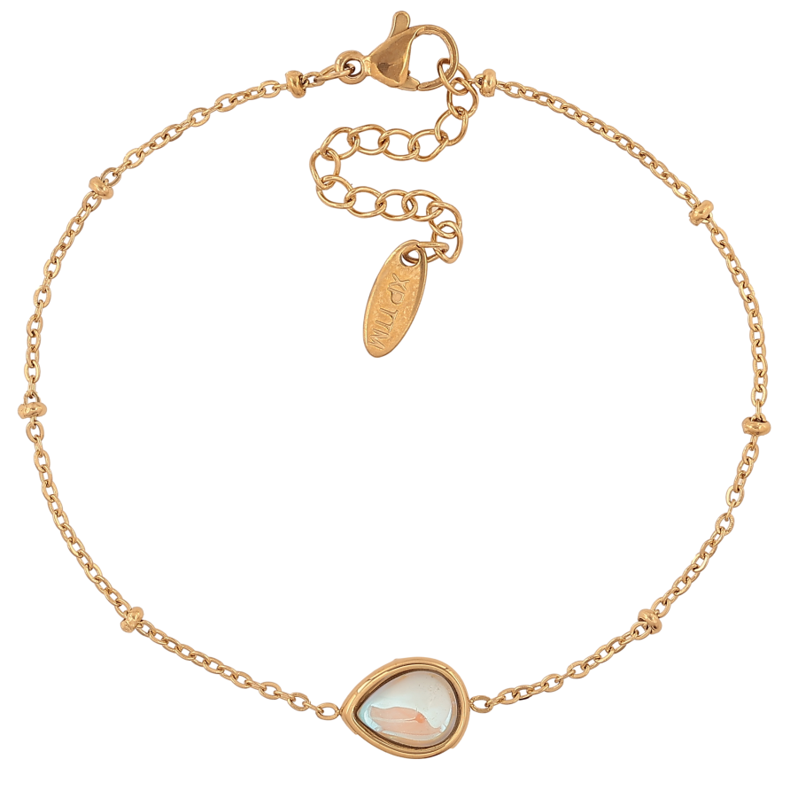 Браслет Xuping ТТМ Stainless Steel колір 14К "Ланцюжок з кристальною крапелькою" довжина з дод. ланцюжком 18-21см х 1-8мм фото №1