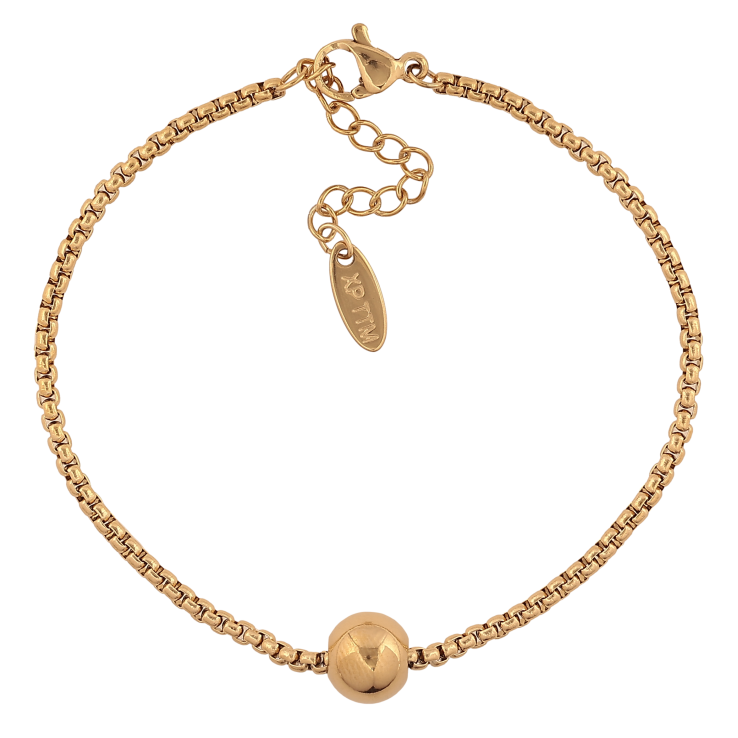 Браслет Xuping ТТМ Stainless Steel колір 14К "Ланцюжок Венеціанський з намистиною, ø 8мм" довжина з дод. ланцюжком 17-20.5см х 2мм фото №13