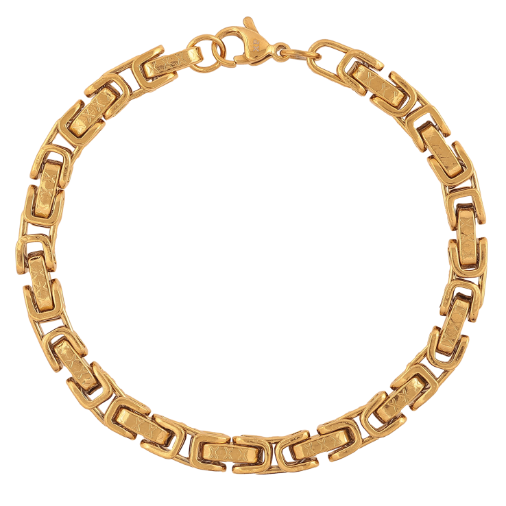 Браслет Xuping ТТМ Stainless Steel колір 14К "Ланцюжок фантазійний" довжина 22см х 6мм фото №15 Браслет Xuping ТТМ Stainless Steel колір 14К "Ланцюжок фантазійний" довжина 22см х 6мм фото №15