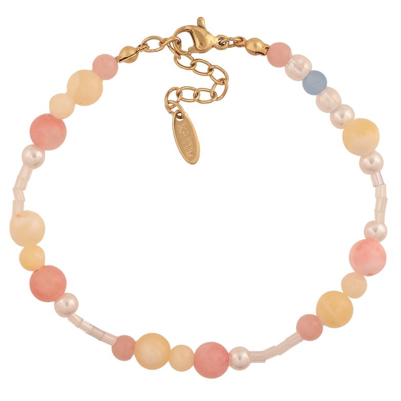 Браслет Xuping ТТМ Stainless Steel цвет 14К "Разноцветные бусины" длина с доп. цепочкой 18.5-21.5см х 2-6мм фото №1