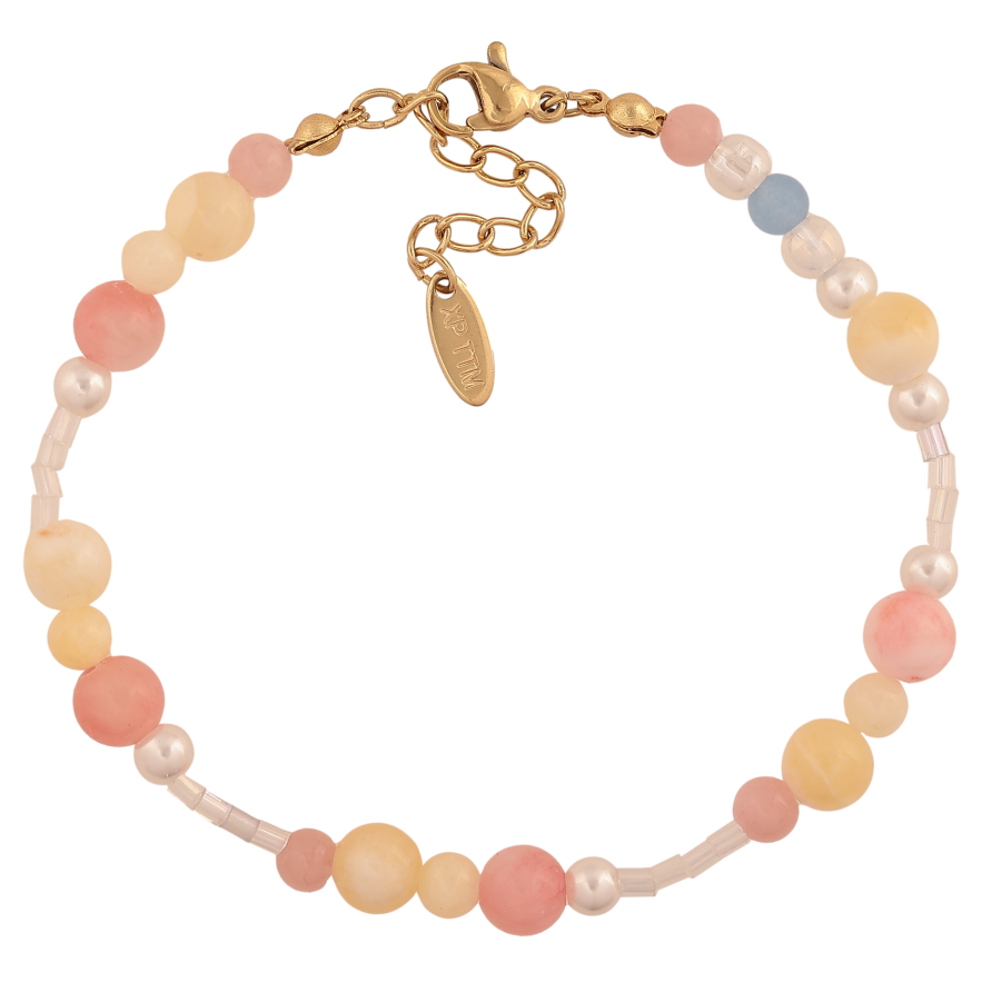 Браслет Xuping ТТМ Stainless Steel колір 14К "Різнобарвні намистини" довжина з дод. ланцюжком 18.5-21.5см х 2-6мм фото №1